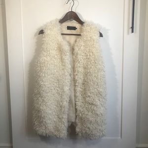 ONLY Cream and White Fur Vest